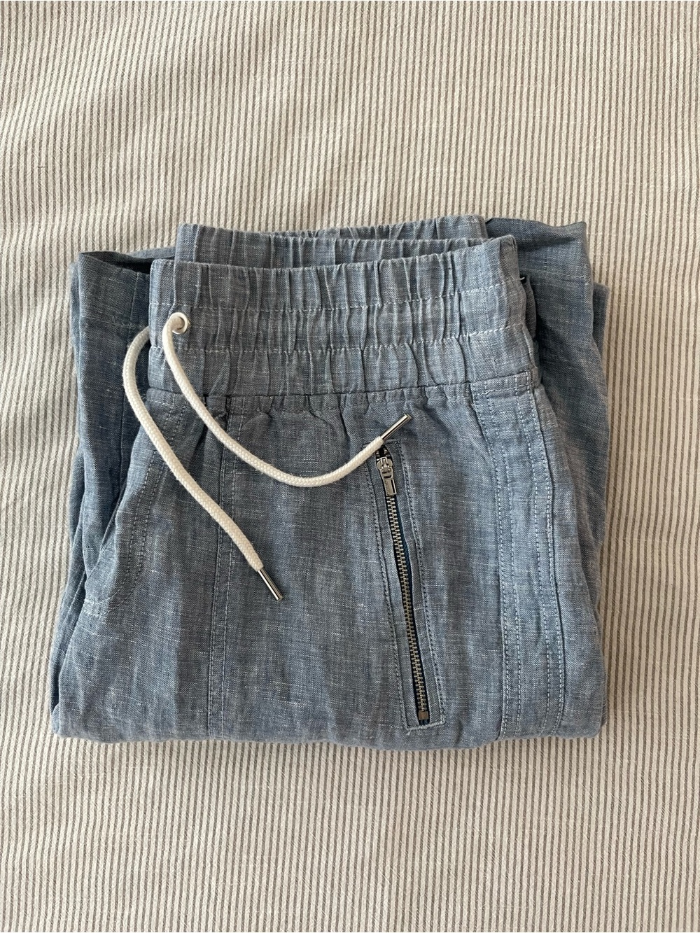 Athleta Light Blue Drawstring Linen-Blend Wide Leg Size 6T